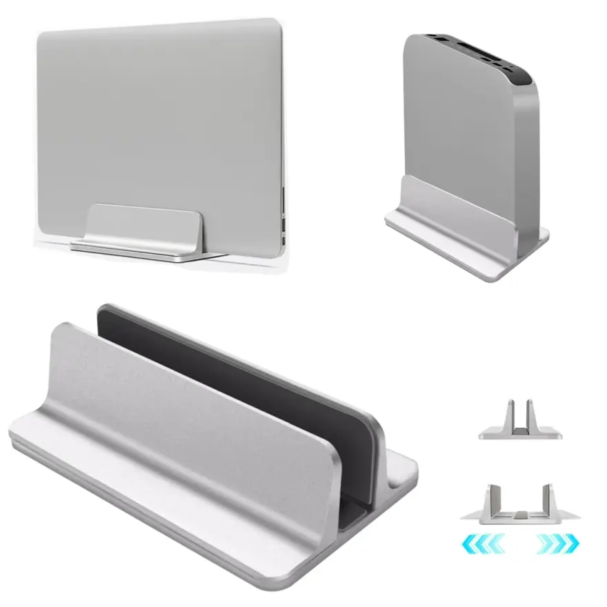 Aluminium Vertical Laptop Stand Dock Silver Slim — used Generic laptop, price in Pakistan at NN Laptops Hafeez Center Lahore