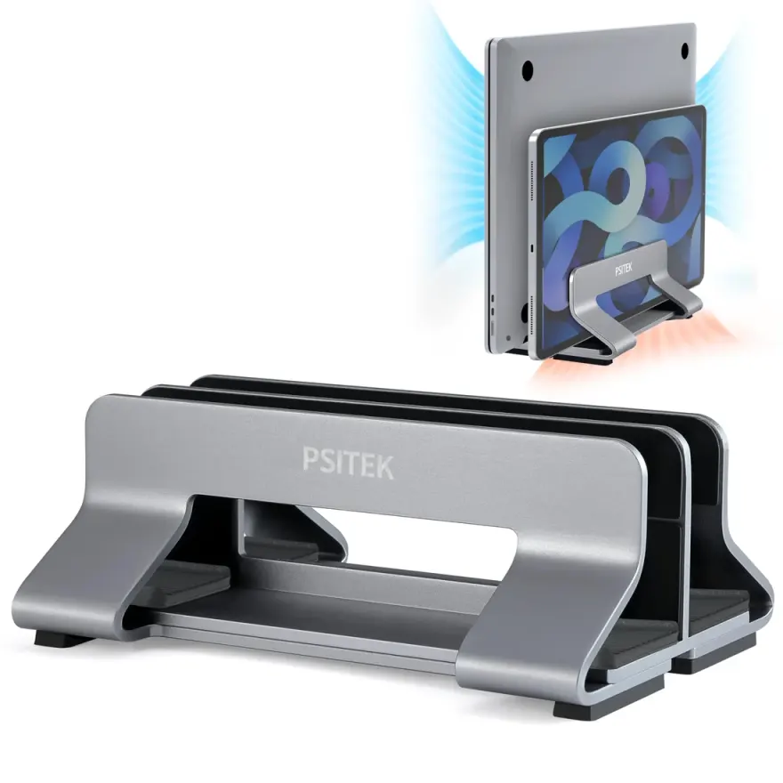 Dual Slot Aluminium Vertical Laptop Stand Holds 2 Laptops — used Generic laptop, price in Pakistan at NN Laptops Hafeez Center Lahore