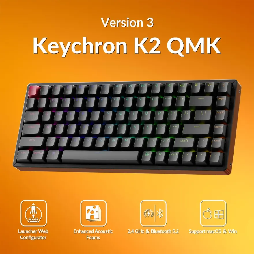Keychron K2 V2 Wireless Mechanical Keyboard RGB 75 Percent — original accessories at NN Laptops, Hafeez Center Lahore Pakistan