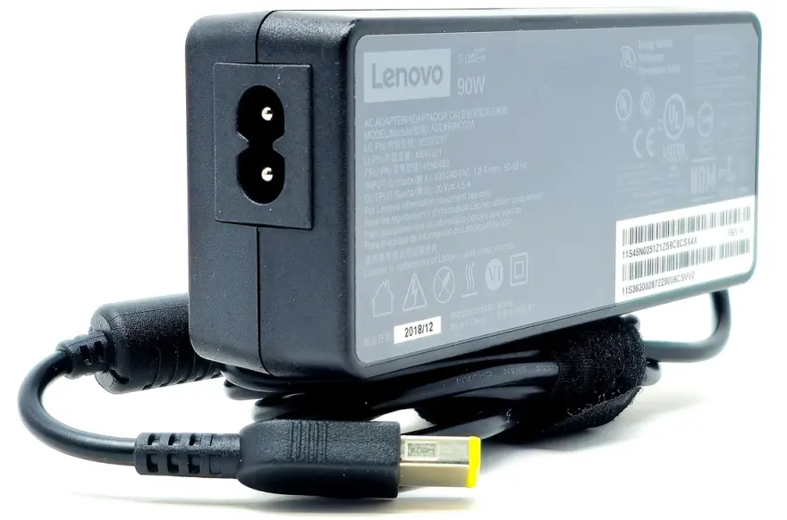 Lenovo 90W Original Charger (Yellow Pin) — original chargers / adapters at NN Laptops, Hafeez Center Lahore Pakistan