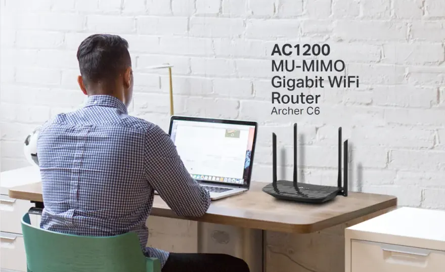 TP-Link Archer C6 AC1200 Router — original peripherals at NN Laptops, Hafeez Center Lahore Pakistan