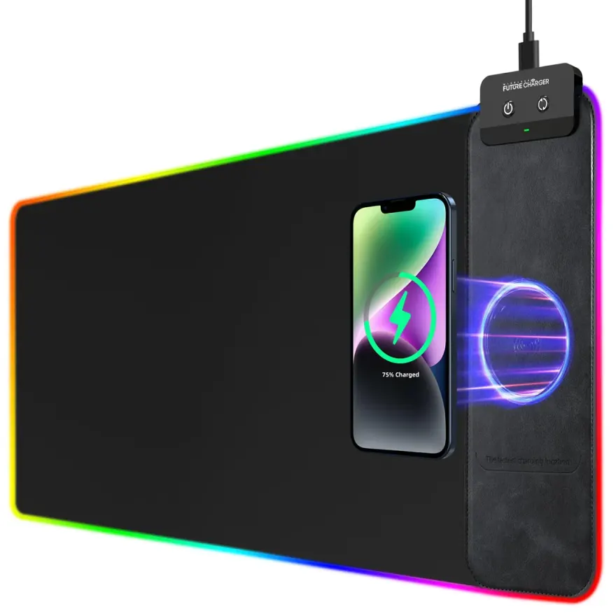 Wireless Charging Mouse Pad 10W Qi RGB Large 35x30cm Black — original accessories at NN Laptops, Hafeez Center Lahore Pakistan